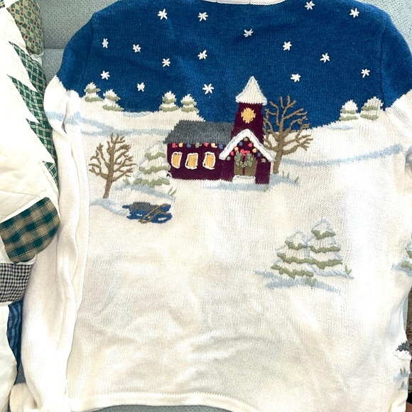 Christopher and Banks Hand Embroidered Christmas Sweater - Picture 2 of 3